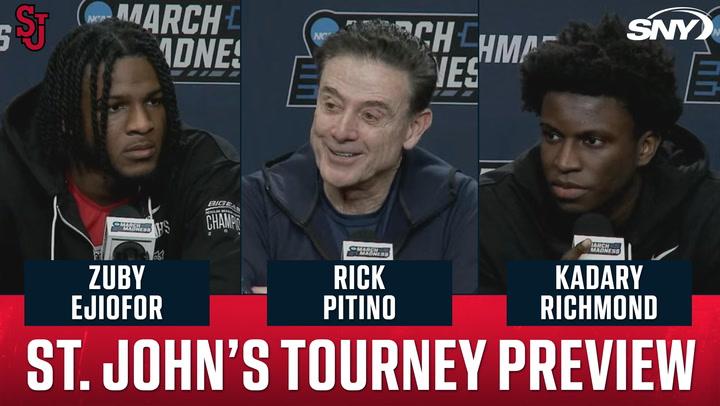 St. John's coach Rick Pitino, with Zuby Ejiofor & Kadary Richmond, previews NCAA journey.
