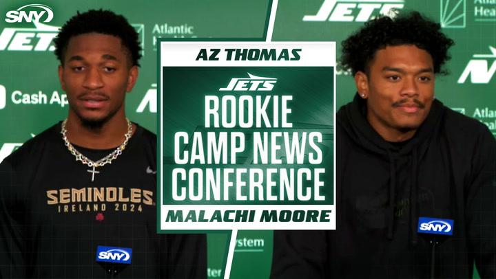 Defensive backs Azareye'h Thomas and Malachi Moore share their excitement at Jets rookie camp.