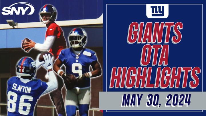 Daniel Jones airs it out, Malik Nabers and Darius Slayton catch passes at Giants OTAs | Highlights