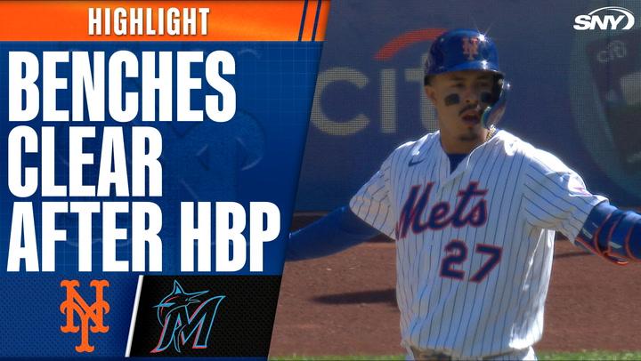 Benches clear after Mark Vientos is hit by a pitch from Sandy Alcantara | Mets Highlights