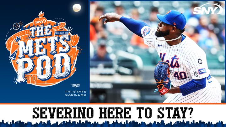 Image promoting "The Mets Pod" by SNY, discussing if the Mets should re-sign Luis Severino.