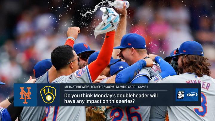 Mets celebrating a win as they prepare for Game 1 after 3 games and 2 flights in 72 hours.