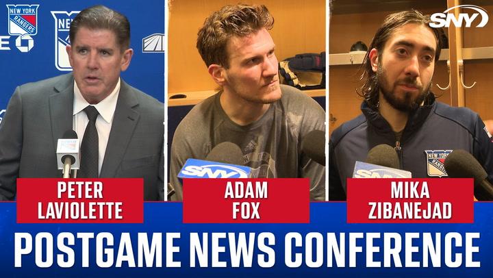 Postgame reactions from Laviolette, Fox, Zibanejad after Rangers' 8-5 loss to Flyers.