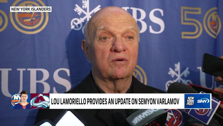 Islanders president Lou Lamoriello discusses Lane Lambert's success, Semyon Varlomov's status