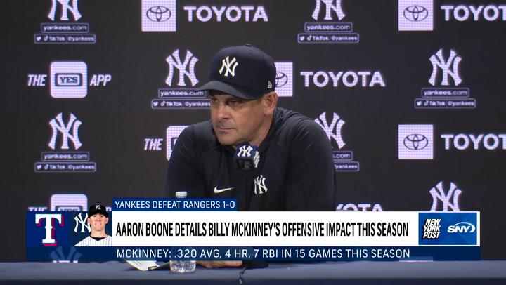 Aaron Boone talks after Yankees shut out Texas in the Bronx