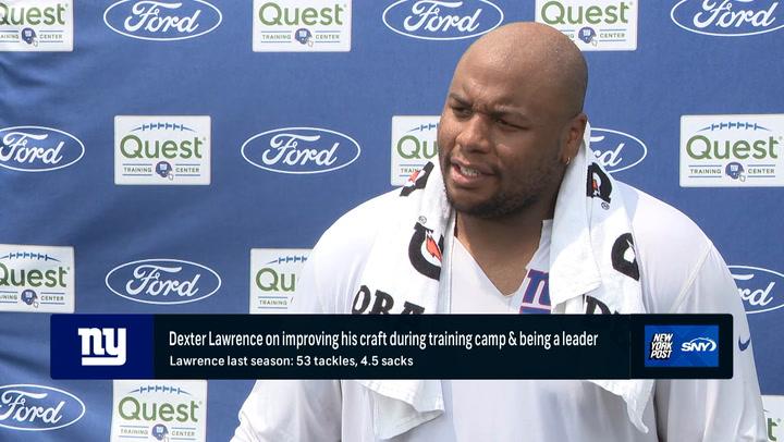 Dexter Lawrence speaking at camp