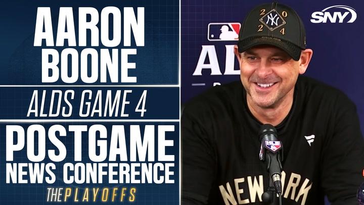 Aaron Boone discusses Yankees' ALCS advance after tight ALDS win over Royals in Game 4.