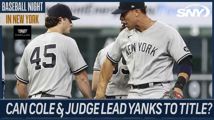 Gerrit Cole and Aaron Judge in Yankees uniforms, captioned "Can Cole & Judge Lead Yanks to Title?"