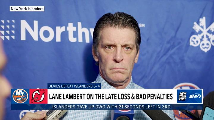 Lane Lambert talks after Islanders third period meltdown