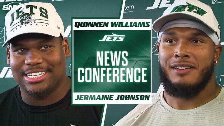 Jermaine Johnson and Quinnen Williams discuss Jets' pass rush in Week 1 press conference.