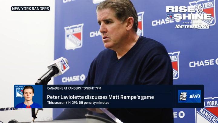 Rangers head coach Peter Laviolette talks about Matt Rempe’s game