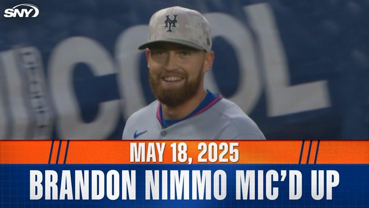 Brandon Nimmo mic'd up in the outfield as Mets take on the Yankees