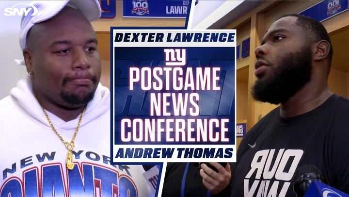 Dexter Lawrence and Andrew Thomas 'pissed' after Giants' seventh straight loss to Cowboys, speaking.