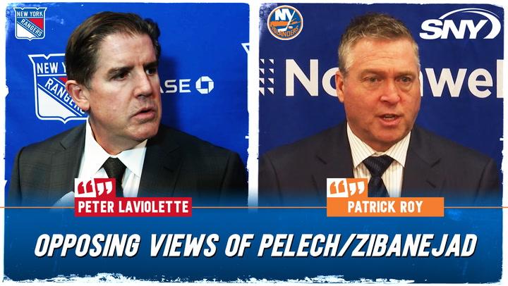 Rangers coach Peter Laviolette, Islanders coach Patrick Roy sound off on Adam Pelech collision with Mika Zibanejad