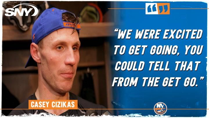 Casey Cizikas comments after scoring go-ahead goal as Isles win season opener: 'It's nice, I'm not gonna lie'