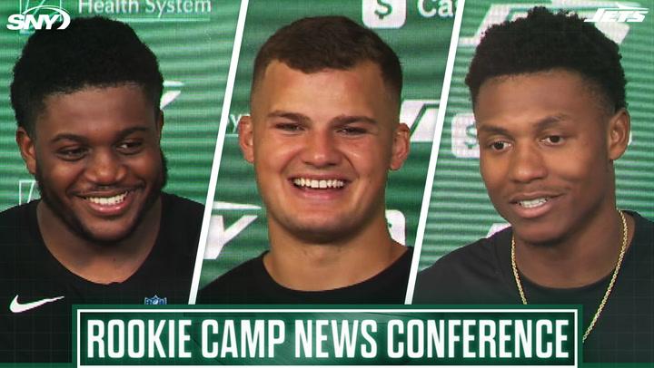 Armand Membou, Mason Taylor, and Arian Smith describe first day at Jets rookie camp