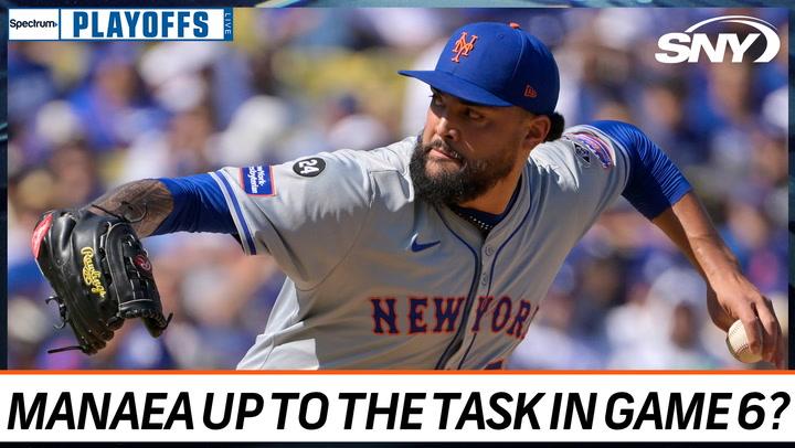 Sean Manaea pitching for the Mets, previewing Game 6 of NLCS on Mets Playoffs Live.