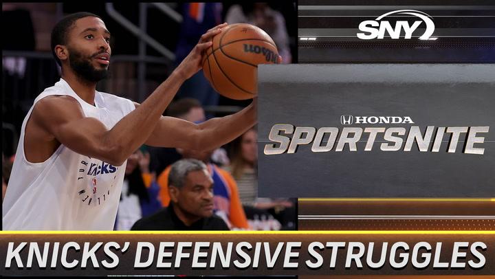 SportsNite panel discusses Knicks' defensive struggles and Mikal Bridges' shooting form.