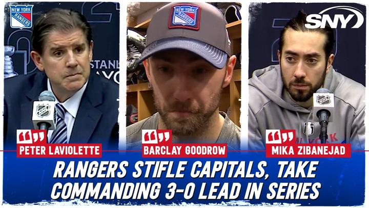 Mika Zibanejad, Barclay Goodrow, Chris Kreider and Peter Laviolette on taking 3-0 series lead over Caps