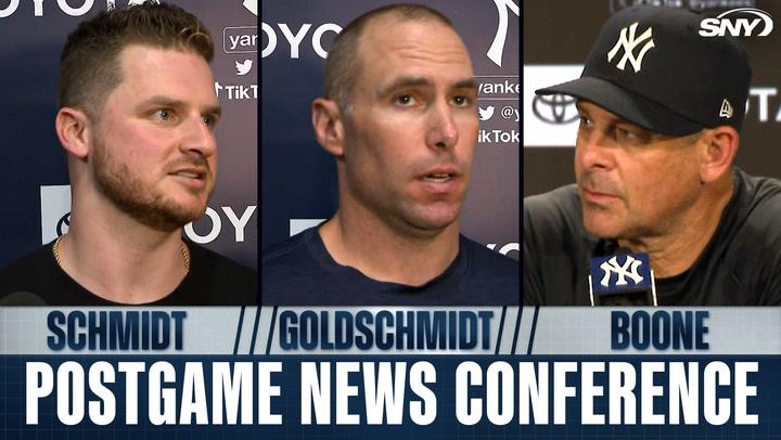 Postgame news conference trio.