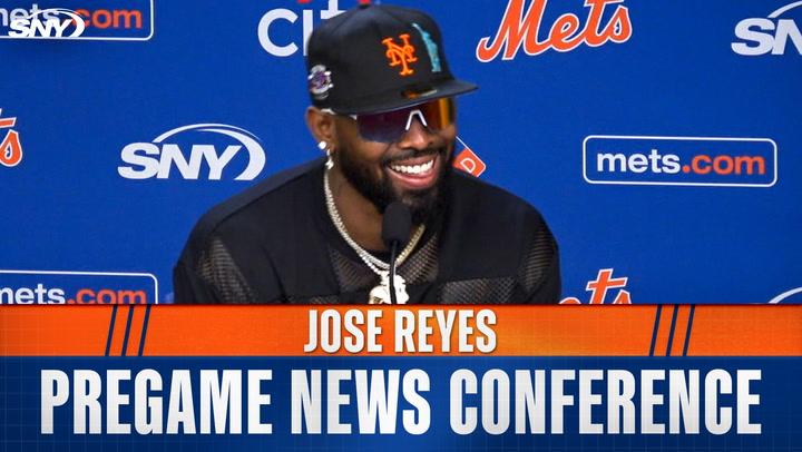 Baseball player at press event.