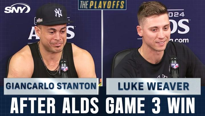 Giancarlo Stanton and Luke Weaver discuss performances after Yankees' ALDS Game 3 win.