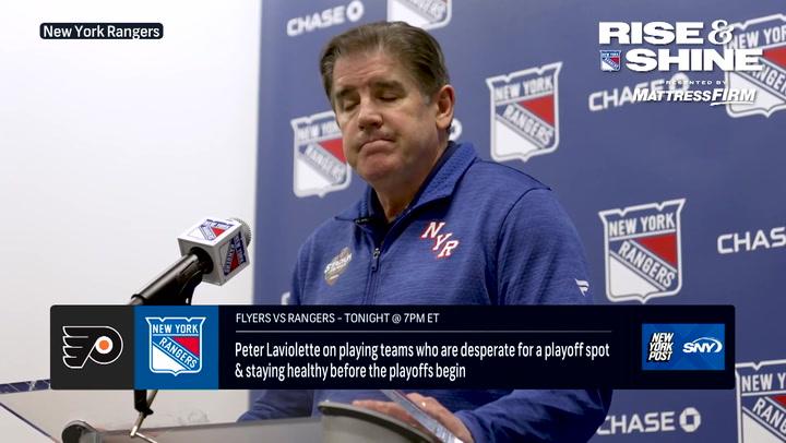 Peter Laviolette on staying healthy before the playoffs