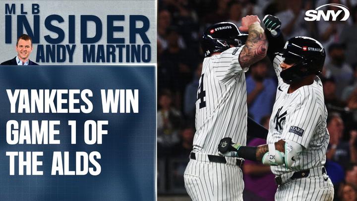 Yankees celebrate 6-5 win over rivals in Game 1 of ALDS. SNY's Andy Martino reacts.