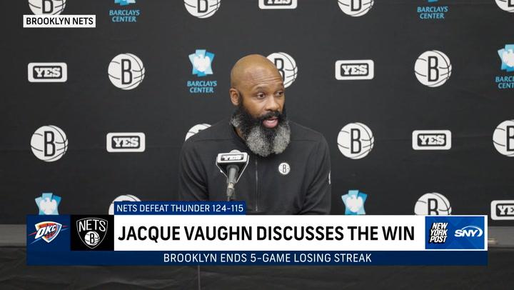 Jacque Vaughn talks after Nets end their five game losing streak