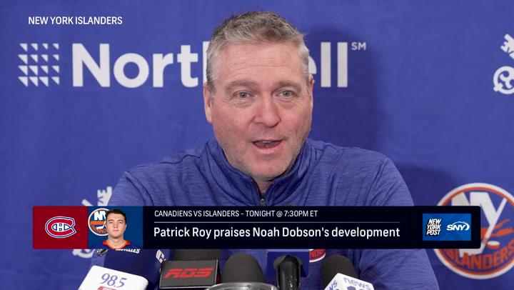 Islanders head coach Patrick Roy praises Noah Dobson’s development