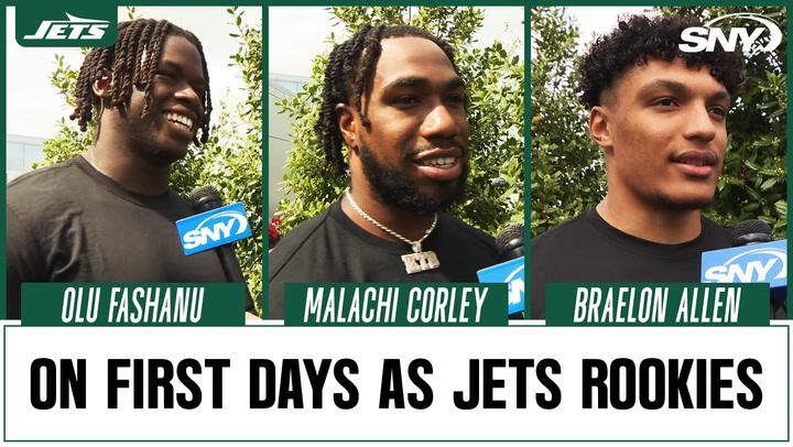 Olu Fashanu, Malachi Corley, and Braelon Allen discuss first days as Jets, playing with Aaron Rodgers