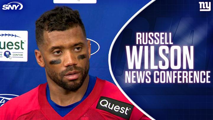 Russell Wilson talks first day of Giants training camp, Jaxson Dart's progression
