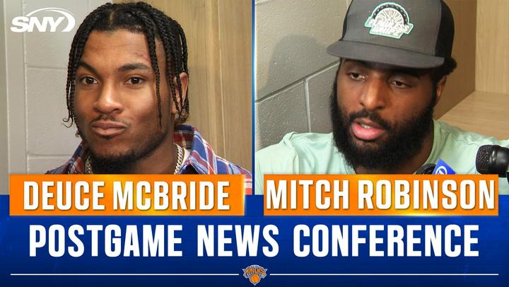 "Knicks players at conference."