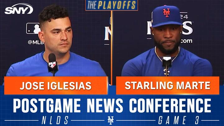 Jose Iglesias and Starling Marte discuss the Mets' Game 3 win and NLDS strategy at Citi Field.