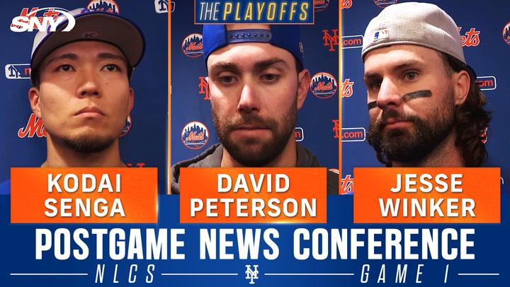 Postgame news conference: Kodai Senga, David Peterson, and Jesse Winker discuss Mets' 9-0 NLCS Game 1 loss to the Dodgers.