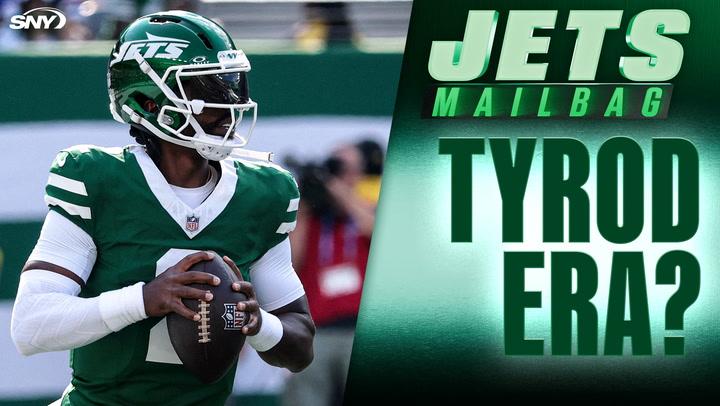 Jets Mailbag graphic with a player in a Jets uniform holding a football and large text reading "TYROD ERA?"
