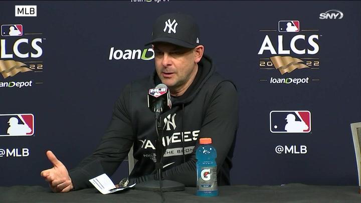 Aaron Boone analyzes pitching moves, battle against Justin Verlander in Game 1 ALCS loss to Astros | Yankees News Conference