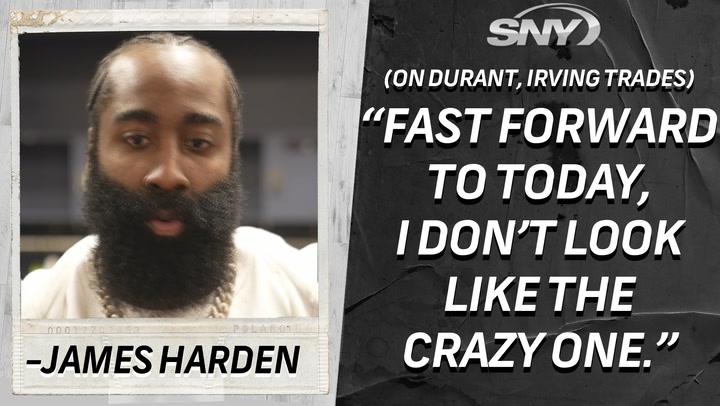 James Harden on Nets trades of Kevin Durant, Kyrie Irving: 'Fast forward to today, I don't look like the crazy one'