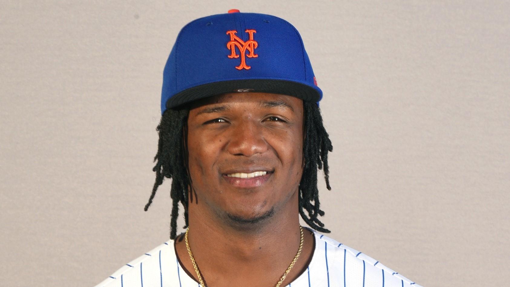 Feb 22, 2024; Port St. Lucie, FL, USA; New York Mets infielder Luisangel Acuna (73) poses for a photo during media day. 