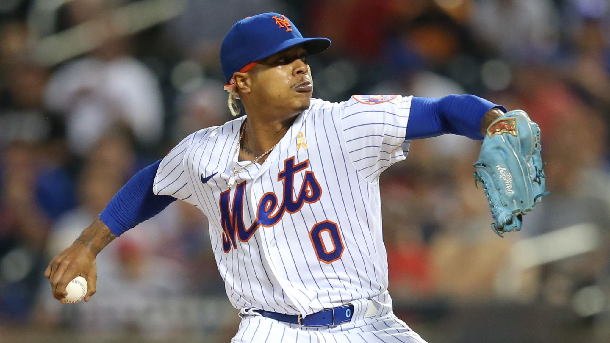 Sep 14, 2021; New York City, New York, USA; New York Mets starting pitcher Marcus Stroman (0) delivers against the St. Louis Cardinals during the first inning at Citi Field.