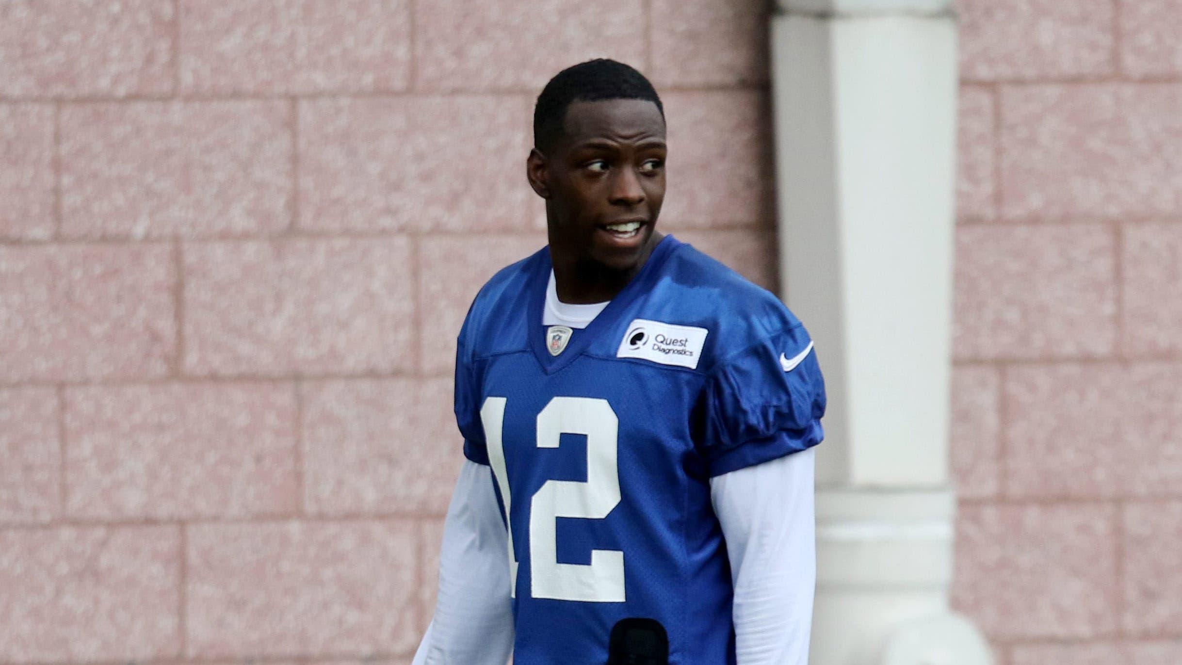 Giants wide receivers John Ross (12) and Derrick Dillon are shown as they walk off the practice field, in East Rutherford. / Kevin R. Wexler-NorthJersey.com-Imagn Content Services, LLC