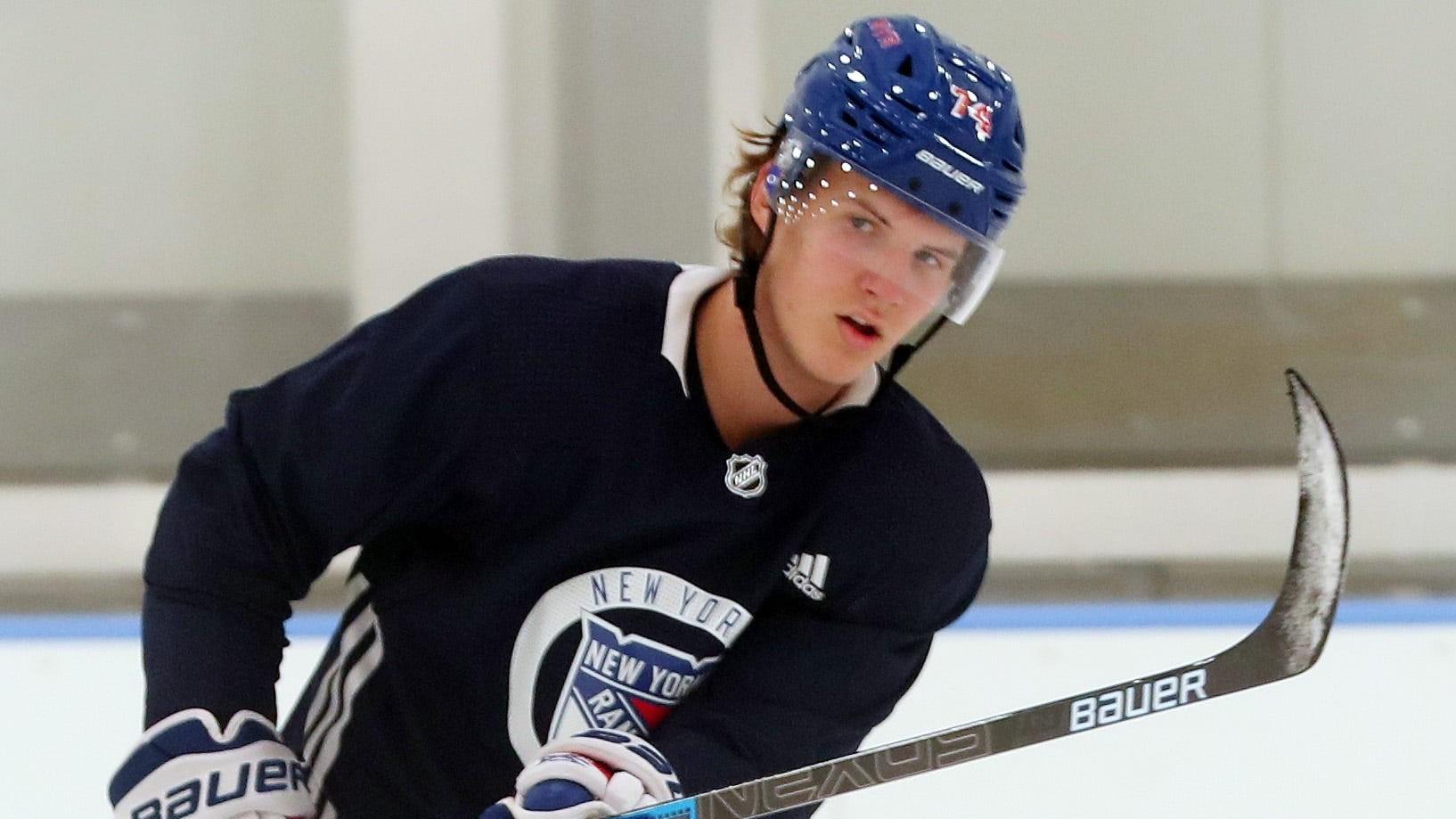 Rangers prospect Vitali Kravtsov and other Rangers prospects practice at the Rangers training facility in Greenburgh Sept. 5, 2019. Rangers Prospects Practice