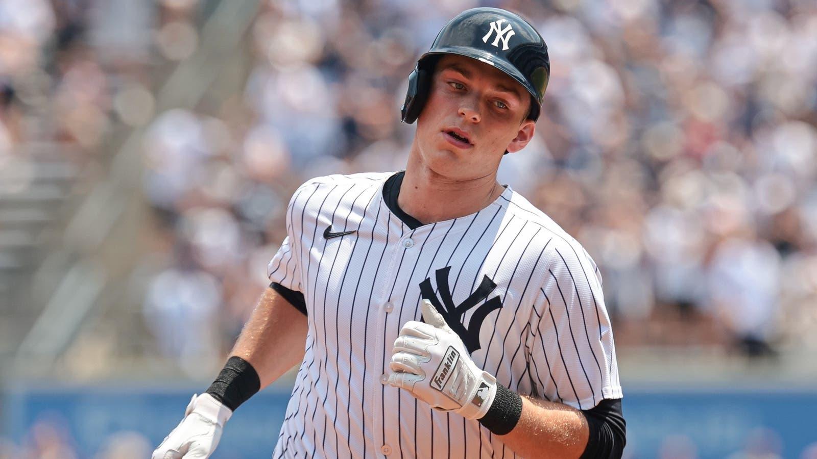 New York Yankees first baseman Ben Rice (93) runs the bases after his solo home run during the first inning against the Boston Red Sox at Yankee Stadium. / Vincent Carchietta-USA TODAY Sports