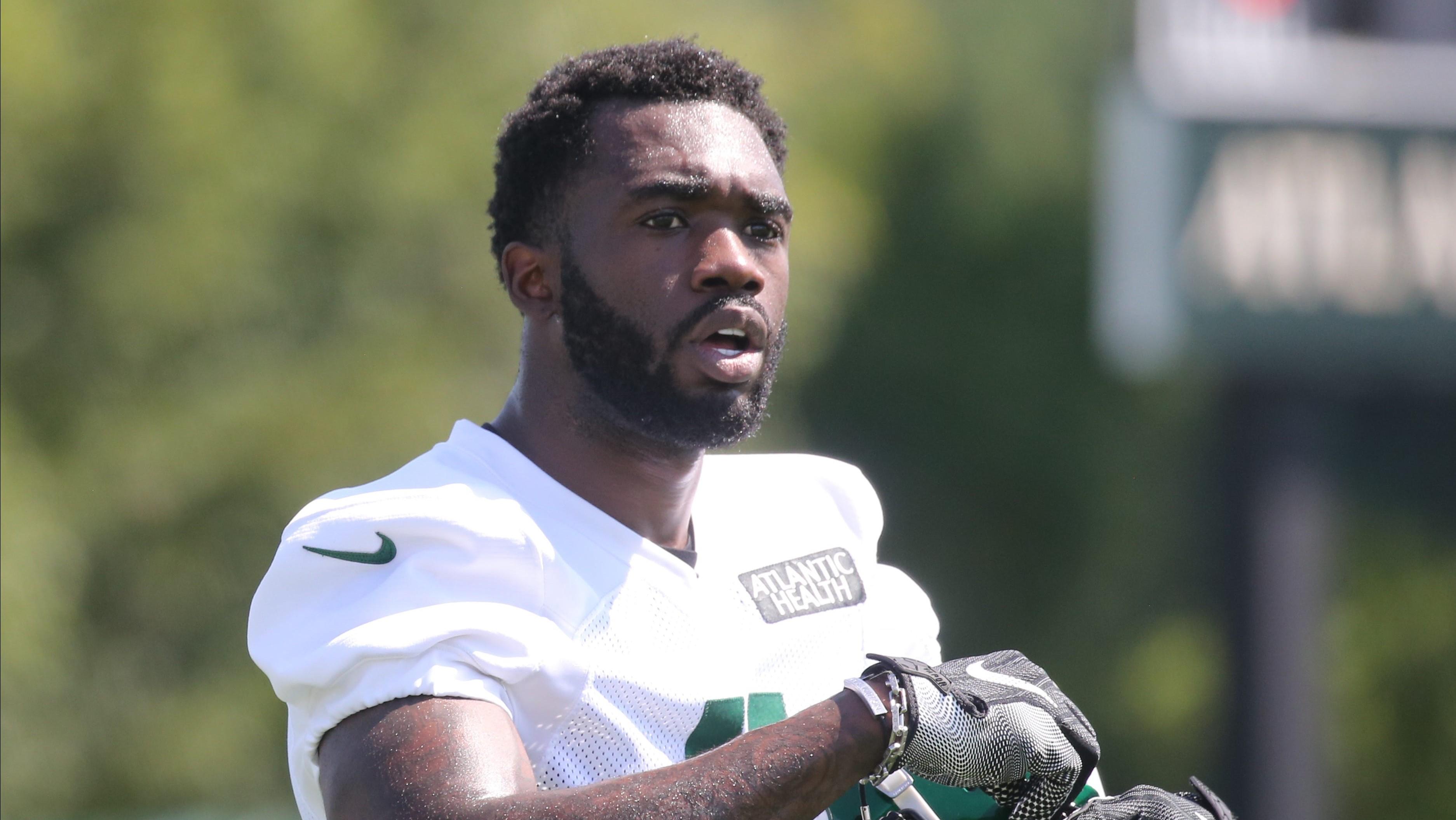 Wide receiver Denzel Mims during the opening day of the 2022 New York Jets Training Camp in Florham Park, NJ on July 27, 2022. Opening Of The 2022 New York Jets Training Camp In Florham Park Nj On July 27 2022