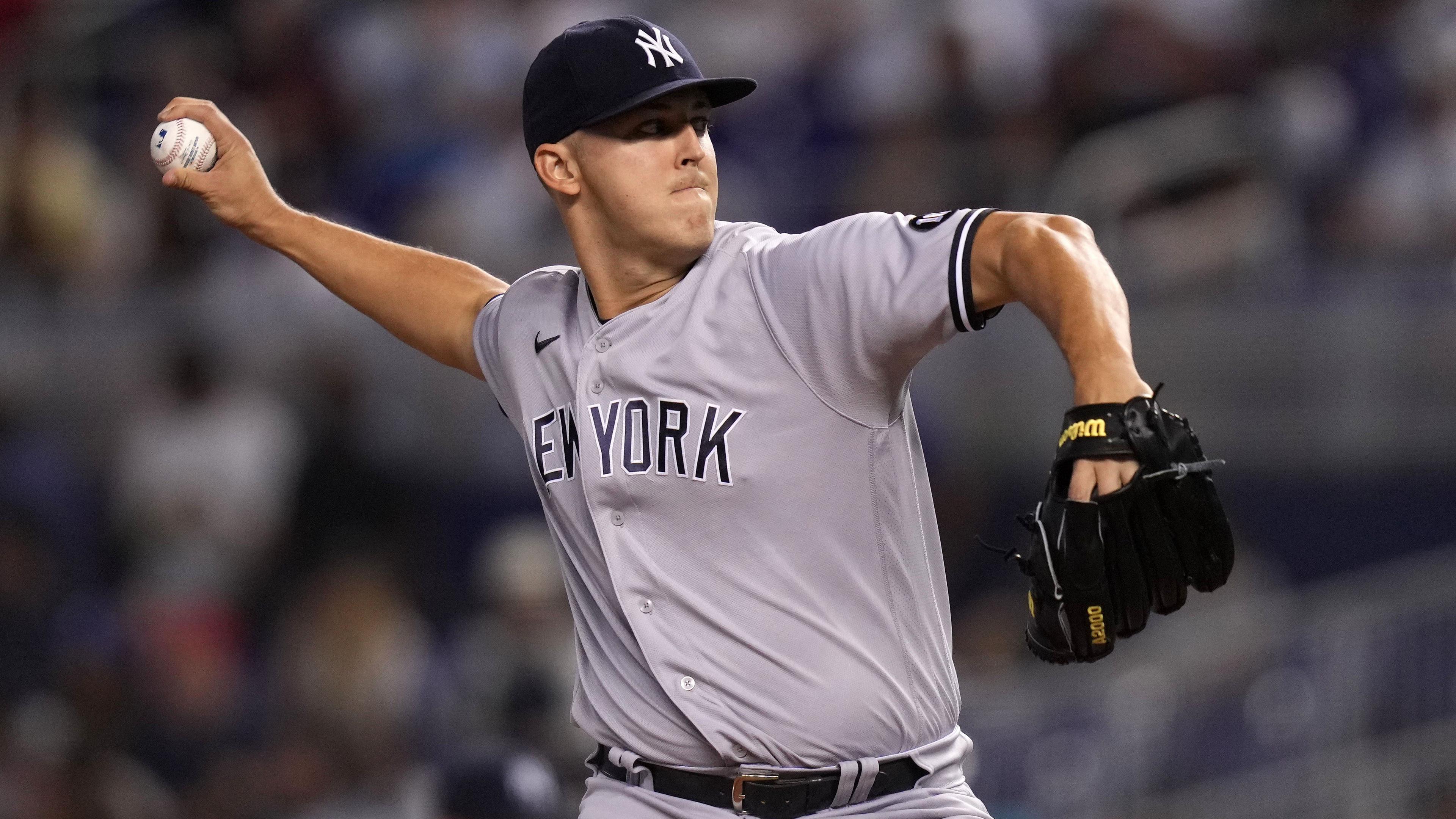 Jul 30, 2021; Miami, Florida, USA; New York Yankees starting pitcher Jameson Taillon (50) delivers a pitch in the 1st inning against the Miami Marlins at loanDepot park. Mandatory Credit: Jasen Vinlove-USA TODAY Sports / Jasen Vinlove-USA TODAY Sports