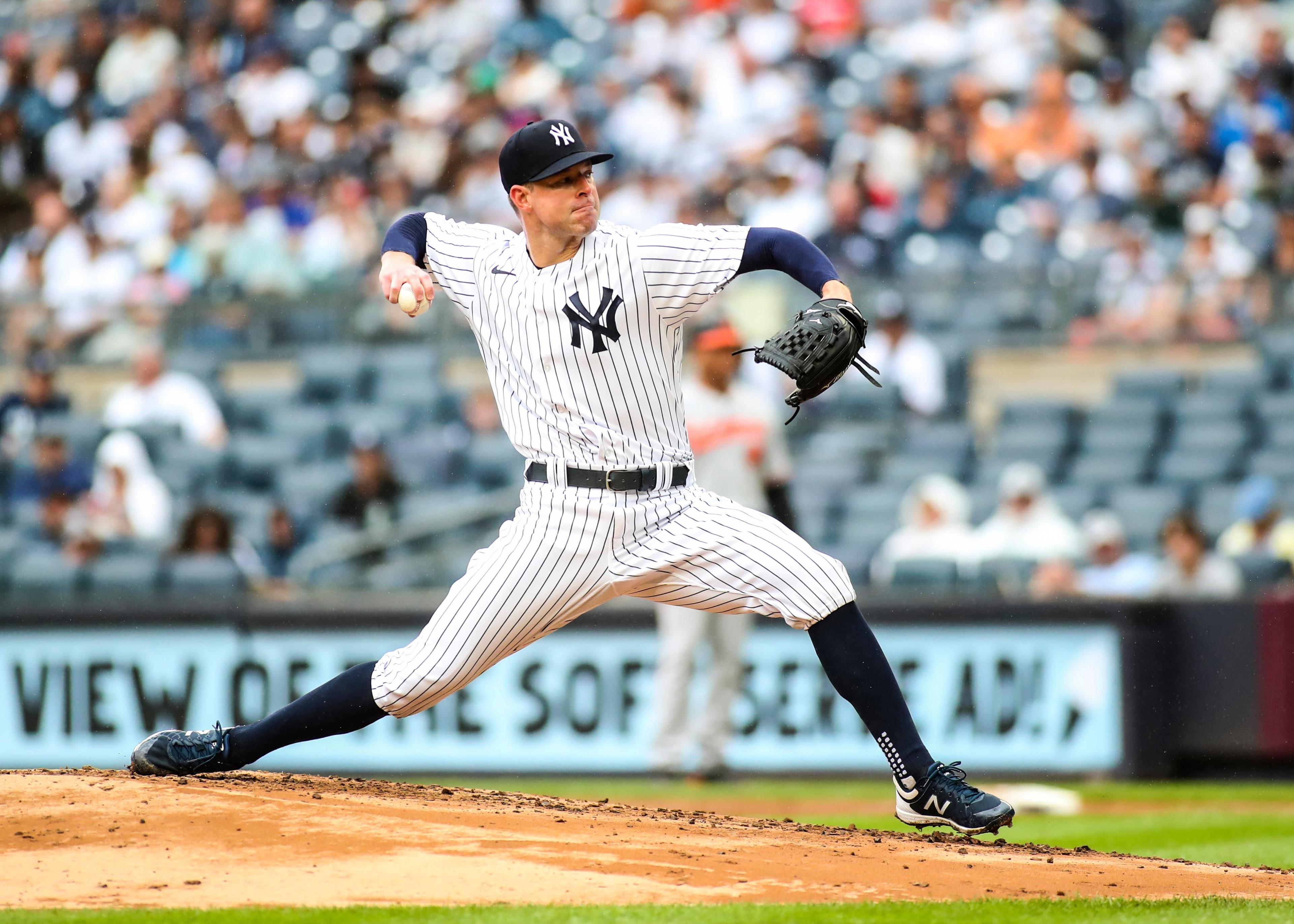 Sep 5, 2021; Bronx, New York, USA; New York Yankees pitcher Corey Kluber (28) pitches in the second inning against the Baltimore Orioles at Yankee Stadium. Mandatory Credit: Wendell Cruz-USA TODAY Sports / © Wendell Cruz-USA TODAY Sports