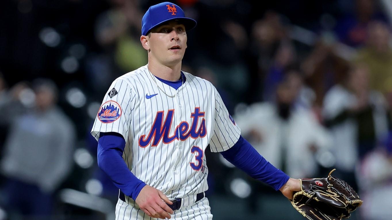 Apr 16, 2024; New York City, New York, USA; New York Mets pitcher Drew Smith (33) reacts after defeating the Pittsburgh Pirates at Citi Field. Mandatory Credit: Brad Penner-USA TODAY Sports