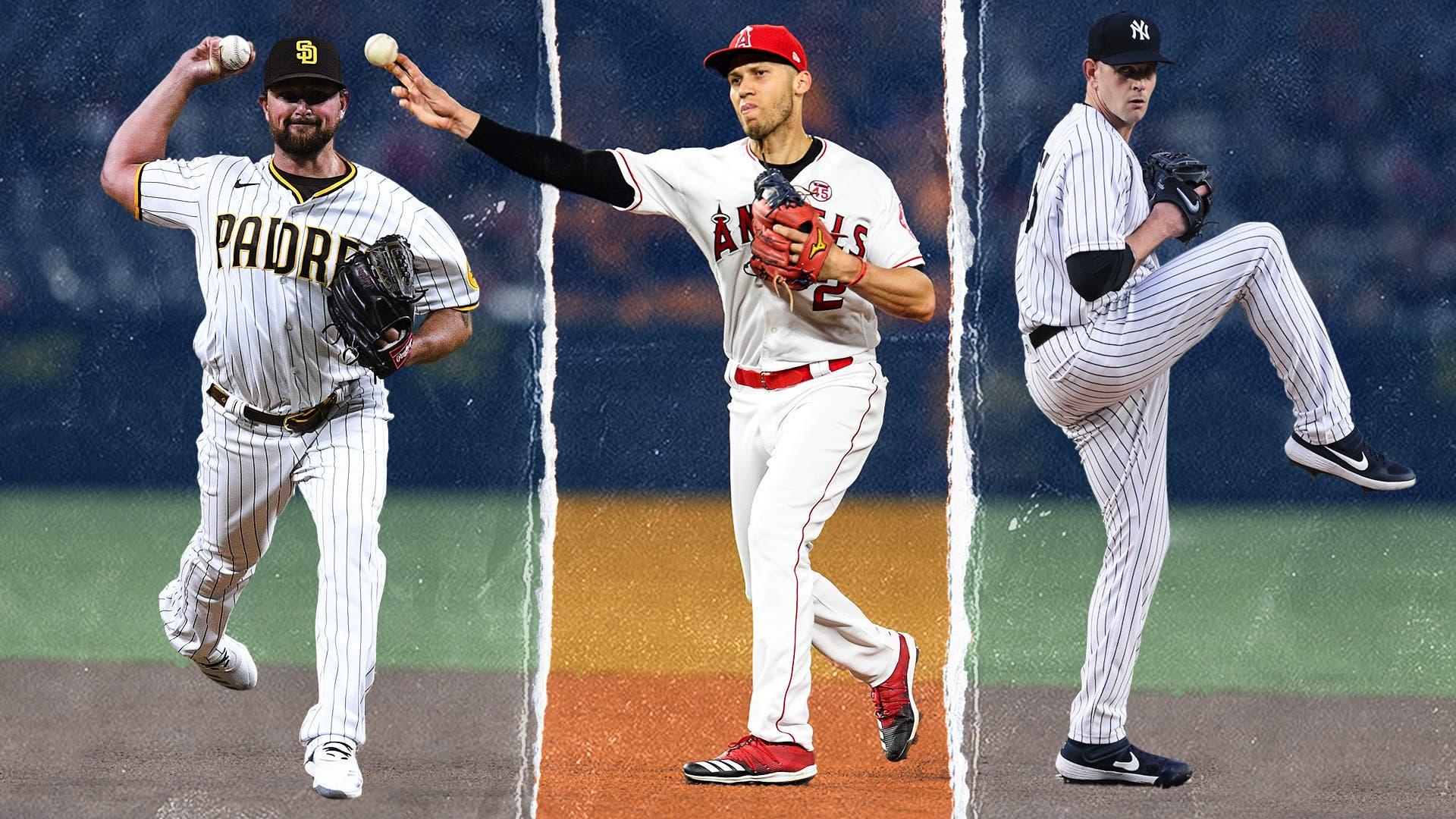 Kirby Yates, Andrelton Simmons and James Paxton / SNY Treated Image