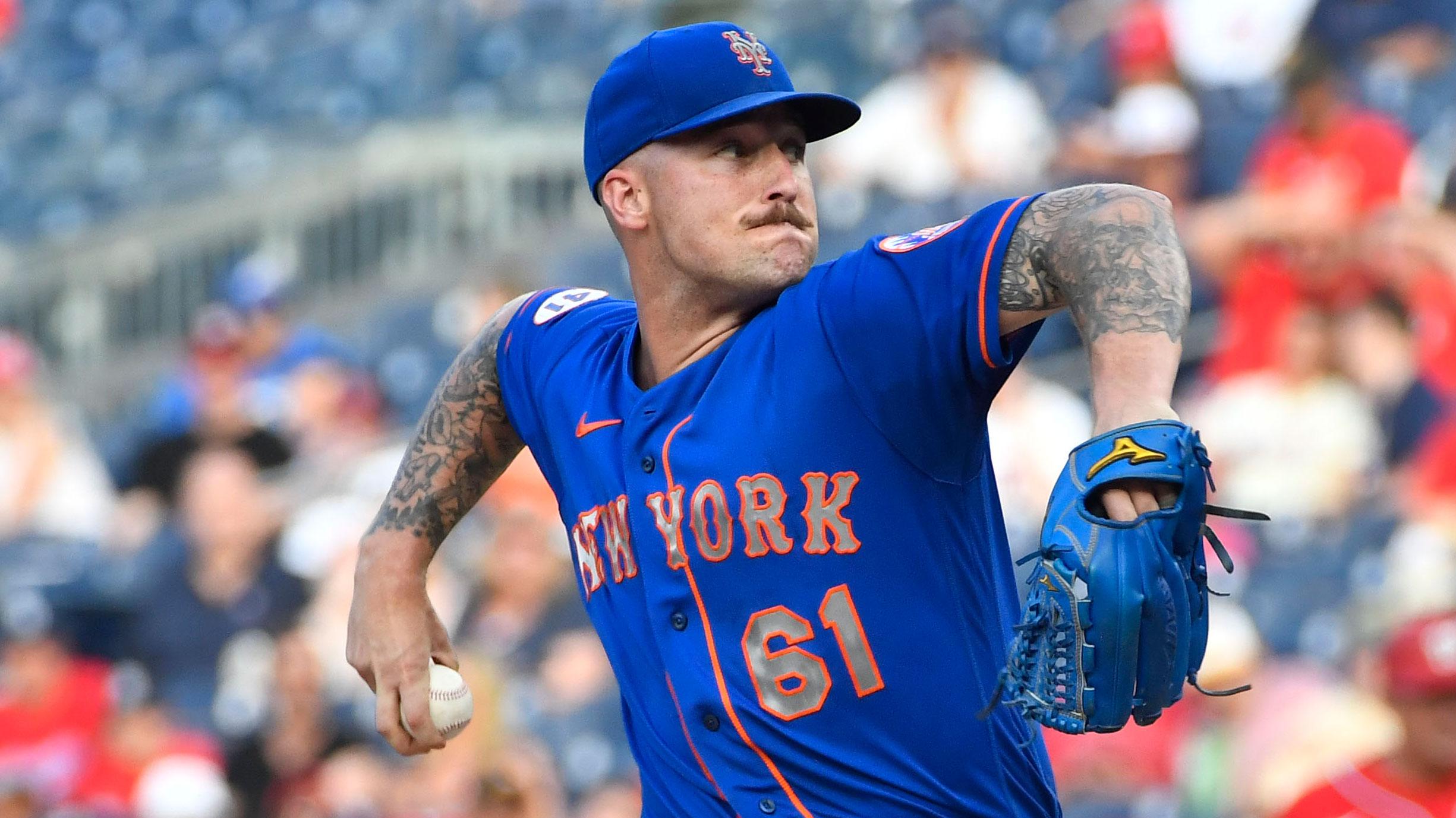 Jun 19, 2021; Washington, District of Columbia, USA; New York Mets relief pitcher Sean Reid-Foley (61) throws against the Washington Nationals during the third inning at Nationals Park.