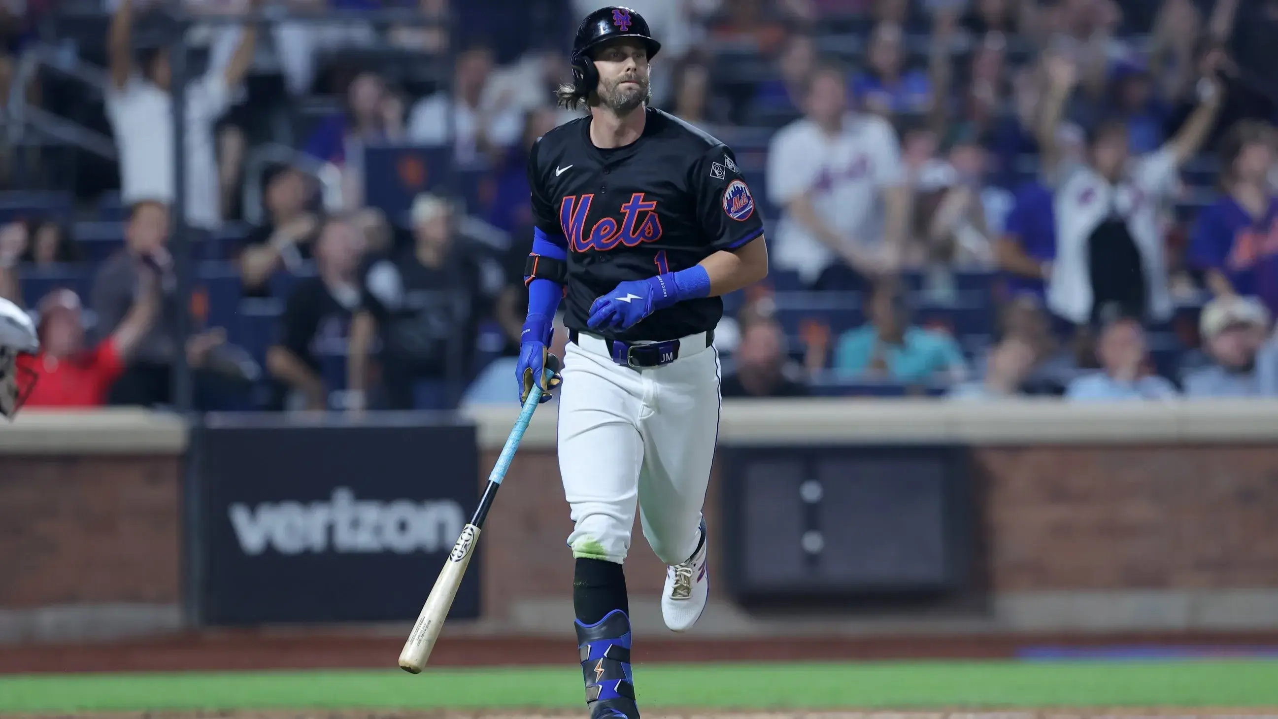 Aug 16, 2024; New York City, New York, USA; New York Mets second baseman Jeff McNeil (1) rounds the bases after hitting a two run home run against the Miami Marlins during the fourth inning at Citi Field. / Brad Penner-USA TODAY Sports